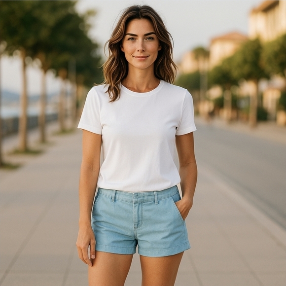 J.Crew ✦ Light Blue Cotton Shorts ✦ Mid-Rise Classic Fit Summer Staple Sz 4 EUC - Picture 1 of 9